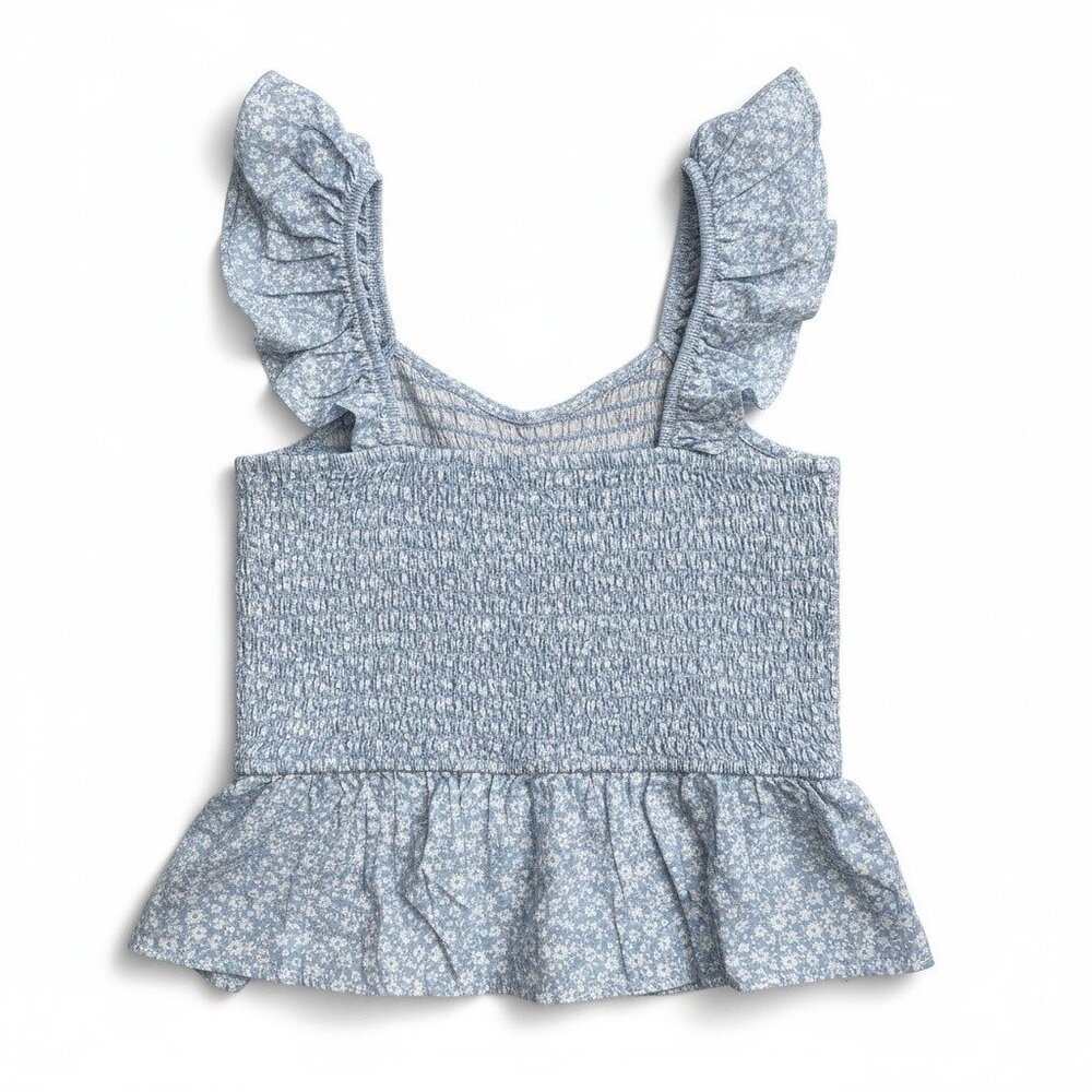 Art Class Little Girls Blue Ruffle Smocked Tank Top Peplum Hem Large (10-12) - Picture 5 of 8
